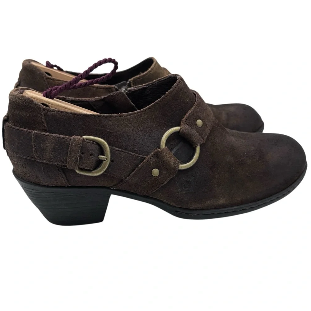 Born Women’s Dark Brown Suede Buckled Loafers - Size 7.5
